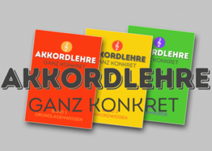 Titelbilder 3 Bände Harmonielehre-Buch "Akkordlehre" von Peter M. Haas