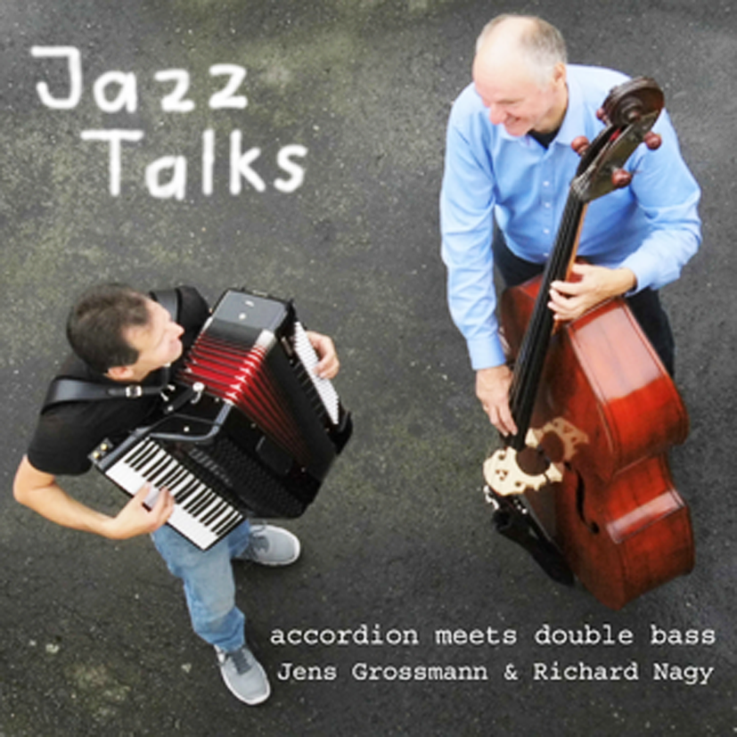 CD Cover "Jazz Talks" mit Jazzklassikern auf Akkordeon und Kontrabass