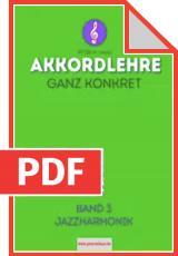 Lerne Jazzakkorde kennen und probiere sie im Play-Along selbst aus! (PDF)