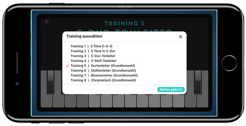 Ear-Trainer-Keyboard-AMADEUS-auf-dem-Smartphone-Trainingswahl