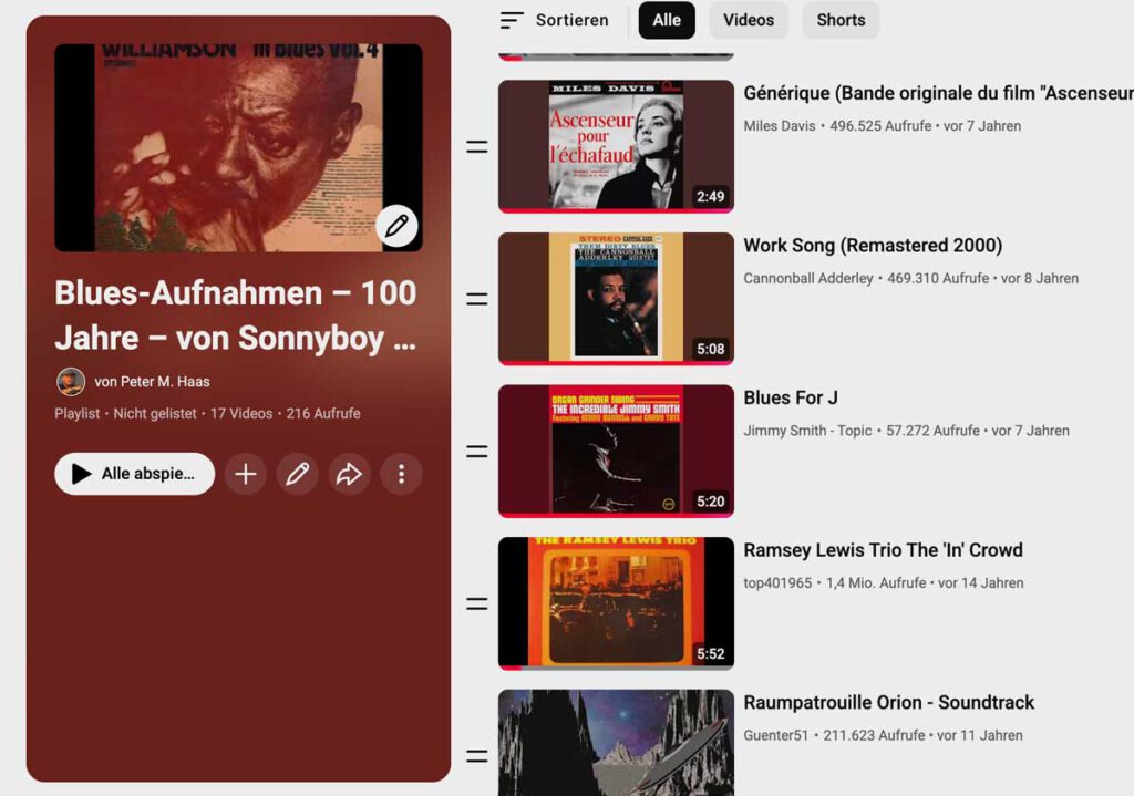 Playlist auf YouTube @petermhaas